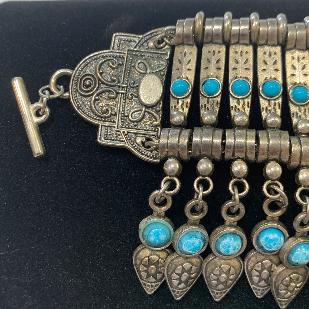 Vintage looking silver and turquoise bracelet - Picture 4 of 8